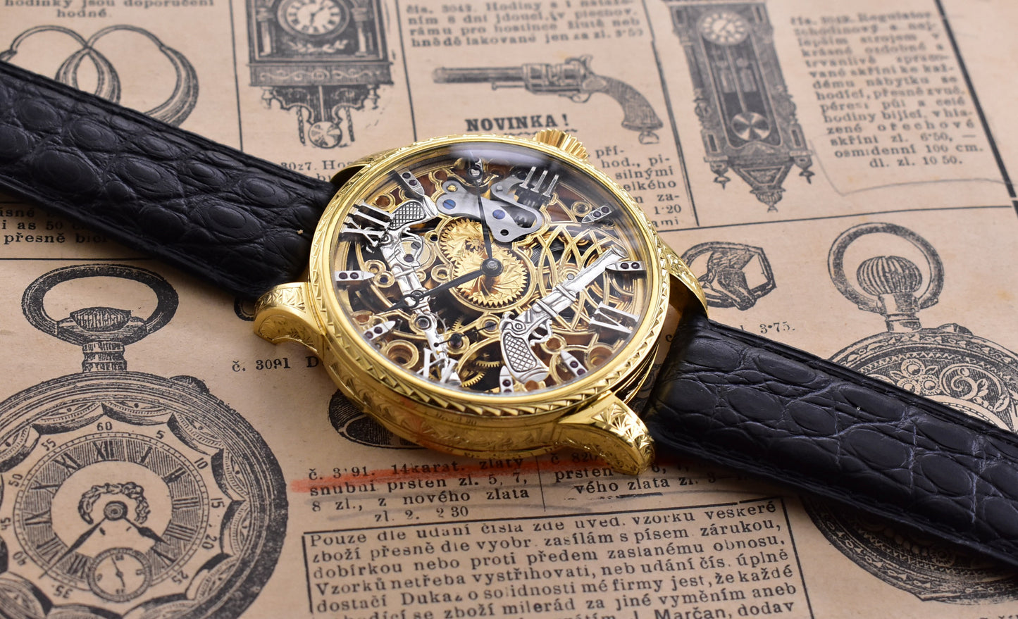 Unikátní skeletové hodinky OMEGA "ZBROJAŘ" 1934