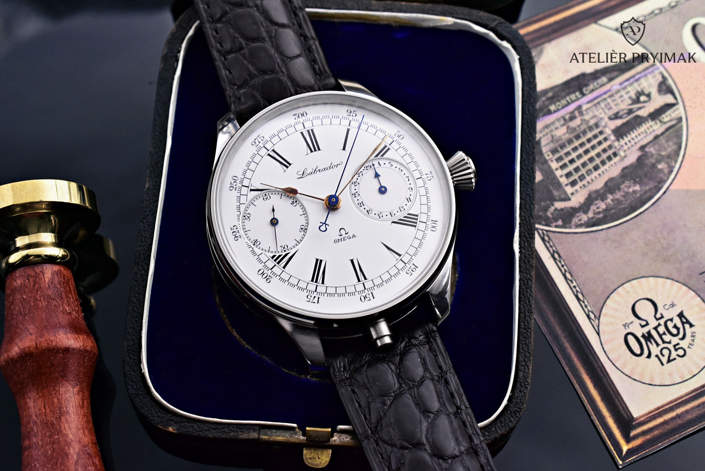 Starožitné švýcarské hodinky Chronograf OMEGA LABRADOR 1900