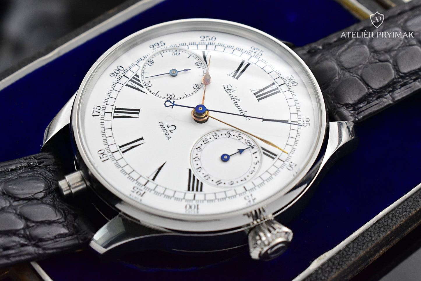 Starožitné švýcarské hodinky Chronograf OMEGA LABRADOR 1900