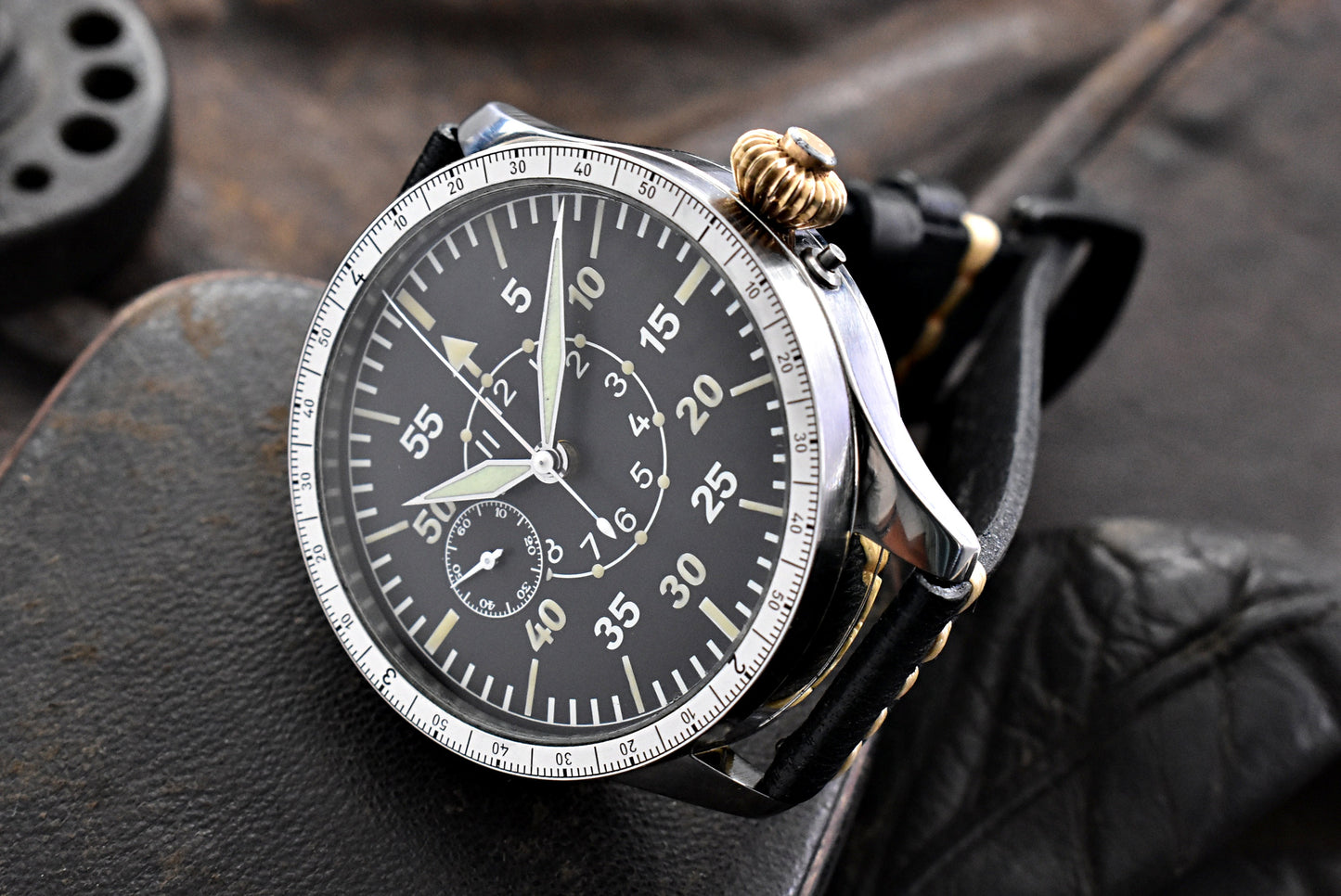 Masivní Letecké/ pilotní Hodinky Chronograf B-Uhr Luftwaffe