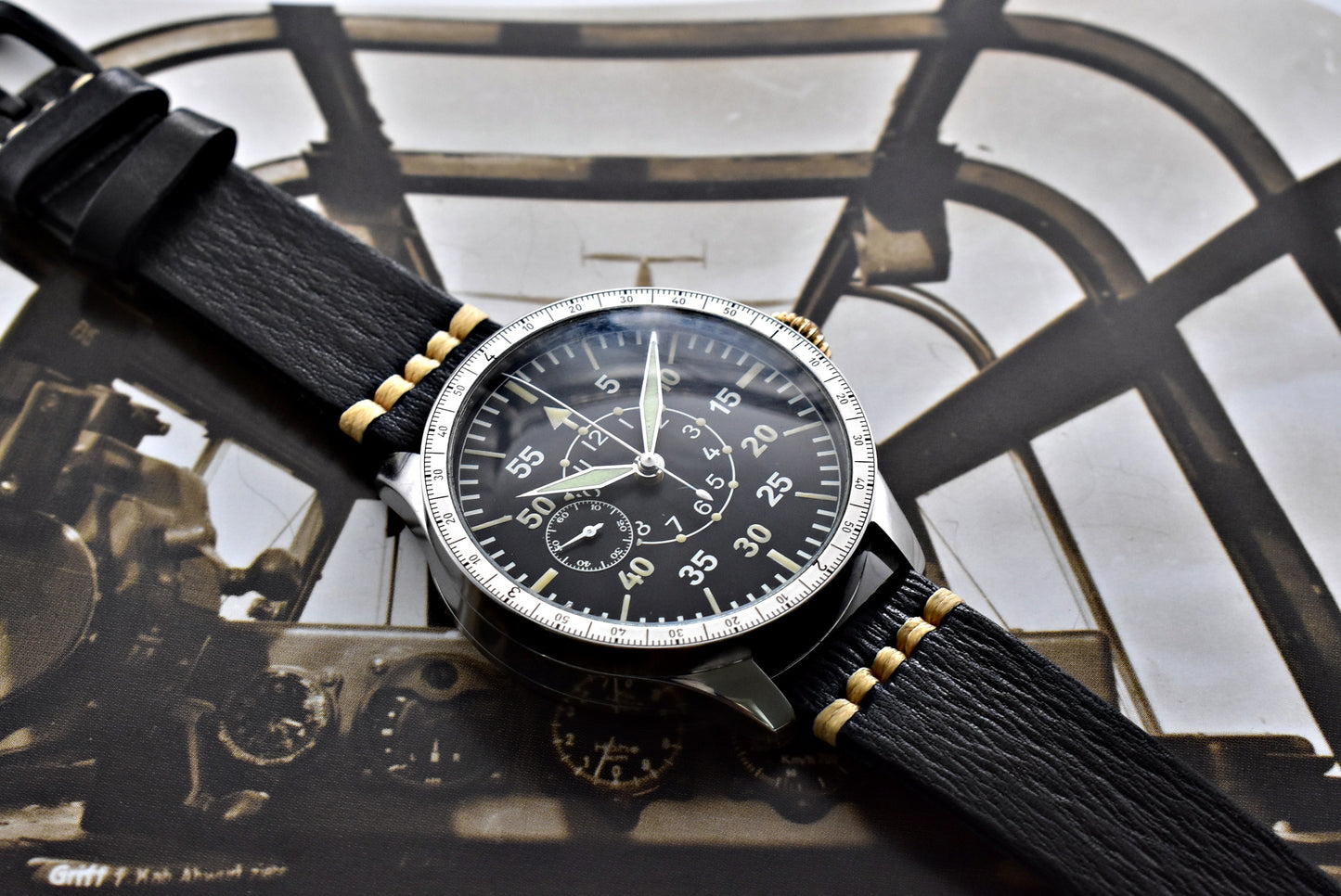 Masivní Letecké/ pilotní Hodinky Chronograf B-Uhr Luftwaffe