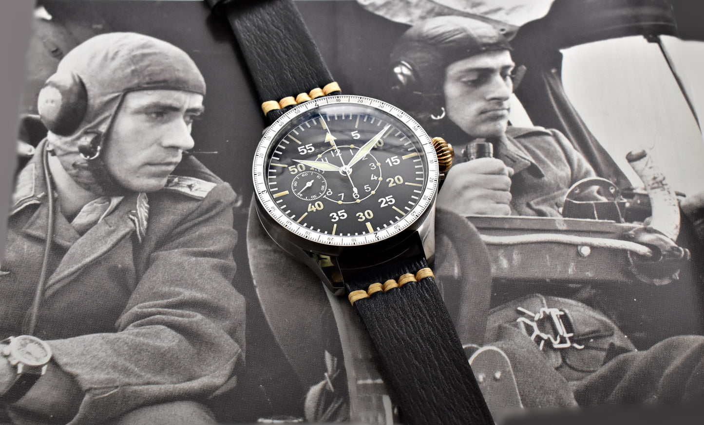 Masivní Letecké/ pilotní Hodinky Chronograf B-Uhr Luftwaffe