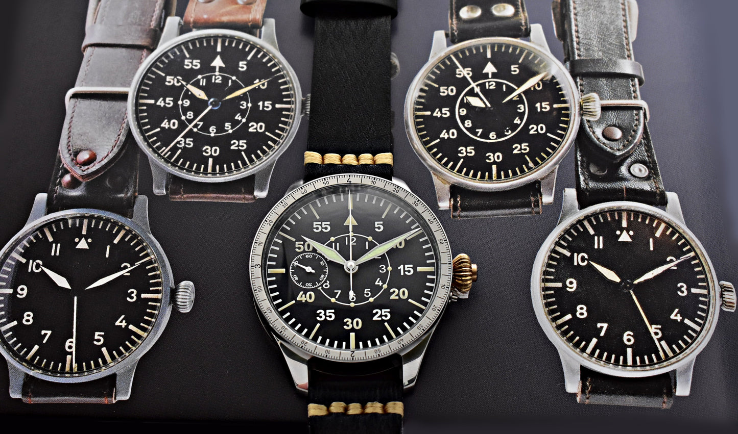 Masivní Letecké/ pilotní Hodinky Chronograf B-Uhr Luftwaffe